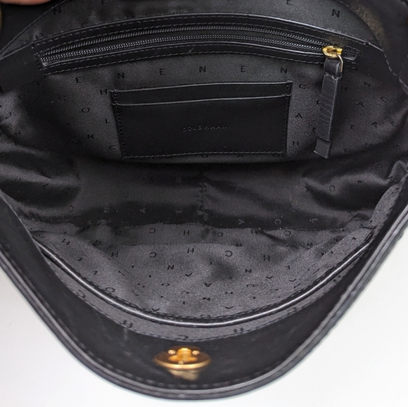 Cole Haan Zoe Crossbody Purse Black Leather Goldtone Hardware Adjustable Strap - Picture 6 of 16